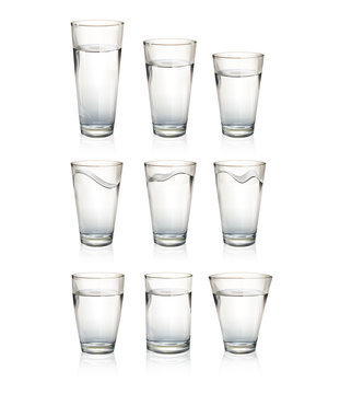 Set of realistic water glasses.