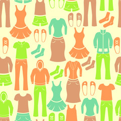 Seamless retro pattern with male and female clothing
