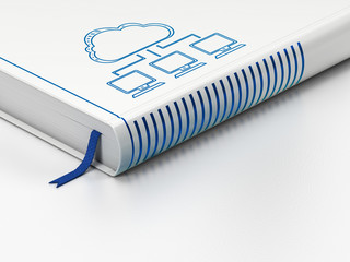 Cloud technology concept: closed book, Cloud Network on white