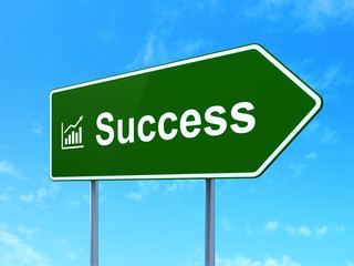 Business concept: Success and Growth Graph on road sign