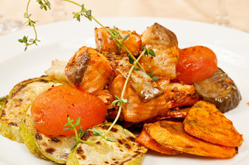 Grilled eggplant and tomatoes