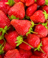 set in a box of strawberries