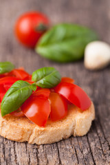 Fresh bruschetta with tomato and basil