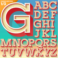 Retro alphabet for Summer typography design. Slab style