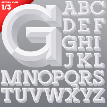 Old school beveled alphabet. Simple white version