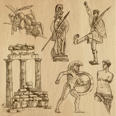 Traveling series: GREECE (set no.3) - drawings into vector set