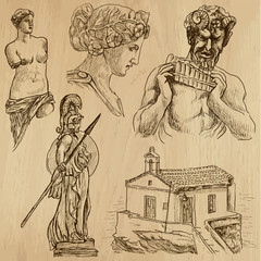 Traveling series: GREECE (set no.6) - drawings into vector set