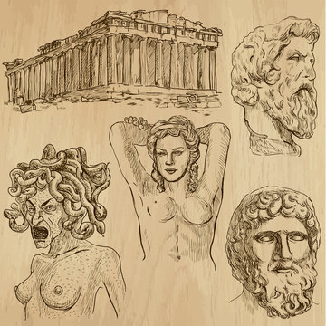 Traveling series: GREECE (set no.2) - drawings into vector set