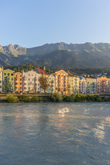Fototapeta na wymiar Inn river on its way through Innsbruck, Austria.