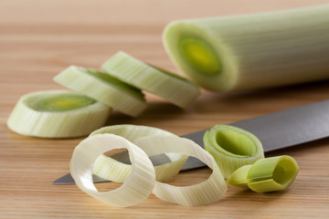 Fresh leek cutting
