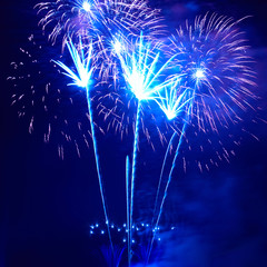 Blue colorful fireworks