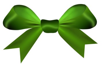 Green bow isolated on a white background