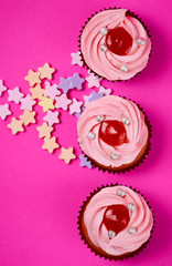Cakes on pink b