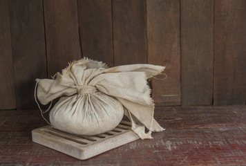 still life with herbal compress ball