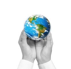 earth social in human hand 