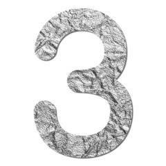 Font aluminum foil texture numeric 3