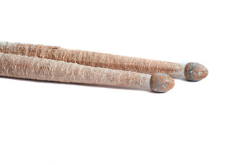 Chipped drumstick on white background