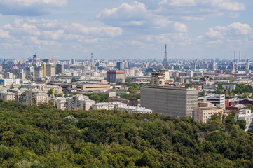 Top view of the streets and squares of Moscow