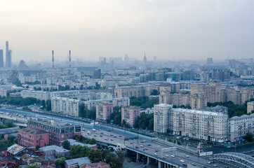 Fototapeta premium View the tourist areas of Moscow and river from above