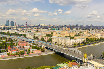 Obraz premium View the tourist areas of Moscow and river from above
