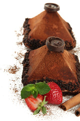 Delicious chocolate cakes isolated on white