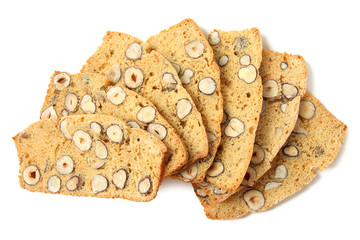 Biscotti with  nuts, isolated on white