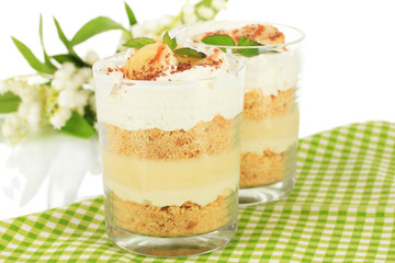 Delicious dessert with banana and caramel