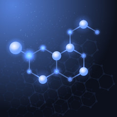 Serotonin molecule structure background.
