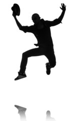 silhouette of male dancer isolated on white