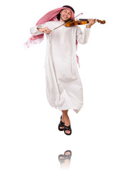 Arab man playing violing on white