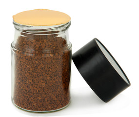 Jar of instant coffee isolated on white