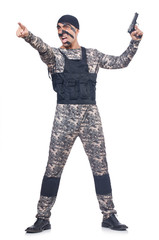 Soldier isolated on the white background