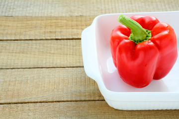 red pepper and white baking dish