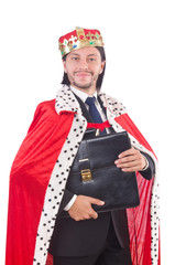 King businessman isolated on white