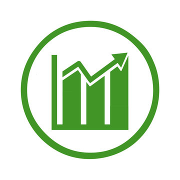 iws29 IconWebsiteSimple iws - english: balance sheet - statistics - bar chart - icon circle web symbol - German: Bilanz Statistik S&auml;ulendiagramm - Zeichen in gr&uuml;n - g110