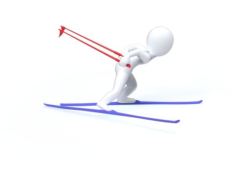 Winter Olimpic games. Ski. 3d man is skiing on a white