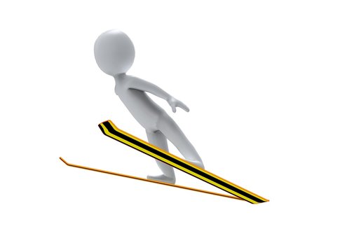 Winter Olimpic games. Ski jump. 3d man ski jumps