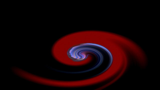 Abstract red and blue wave on black background