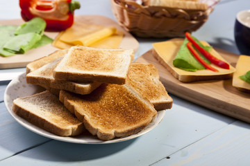 Breakfast with a toasted bread