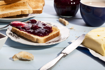 Breakfast with bread toast