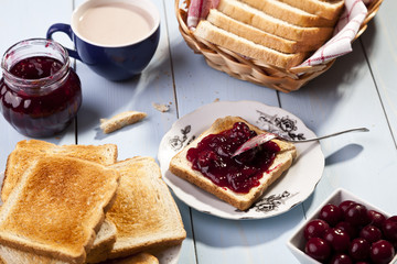 Breakfast with bread toast