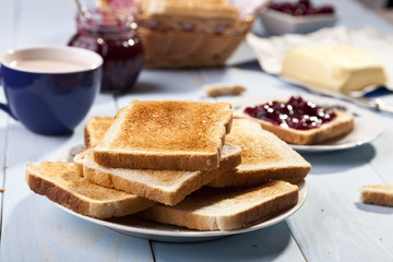 Breakfast with bread toast