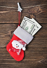 Christmas sock with gift dollars