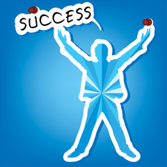 Businessman with success text  vector