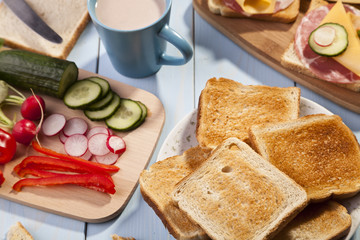 Breakfast with a toasted bread