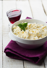 Cottage cheese oin bowl