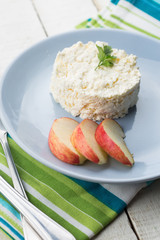Cottage cheese on plate