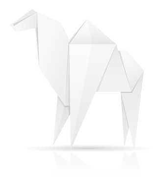 origami paper camel vector illustration