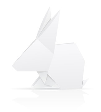 origami paper rabbit vector illustration