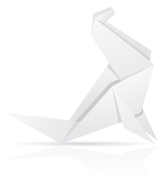 origami paper sea calf vector illustration